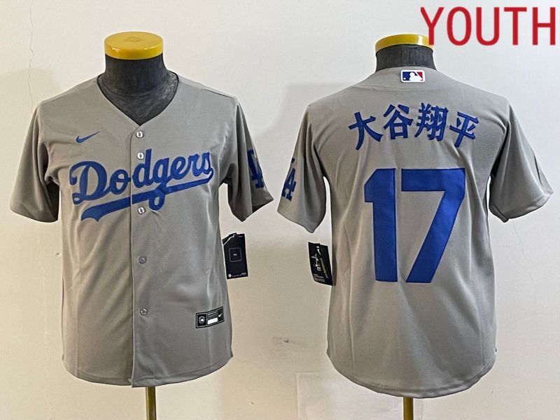 Youth Los Angeles Dodgers #17 Ohtani Grey Nike Game MLB Jersey style 3